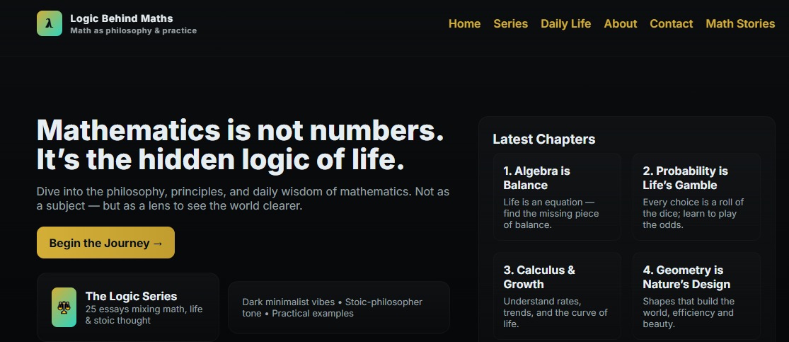 The Logic of Maths website interface